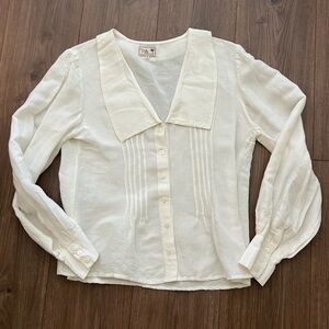 Mille Diana Top Pearl / Cream Button Front Blouse Small S
